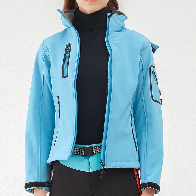 Damen Softshelljacke wasserabweisend atmungsaktiv mit Reißverschlusstaschen
