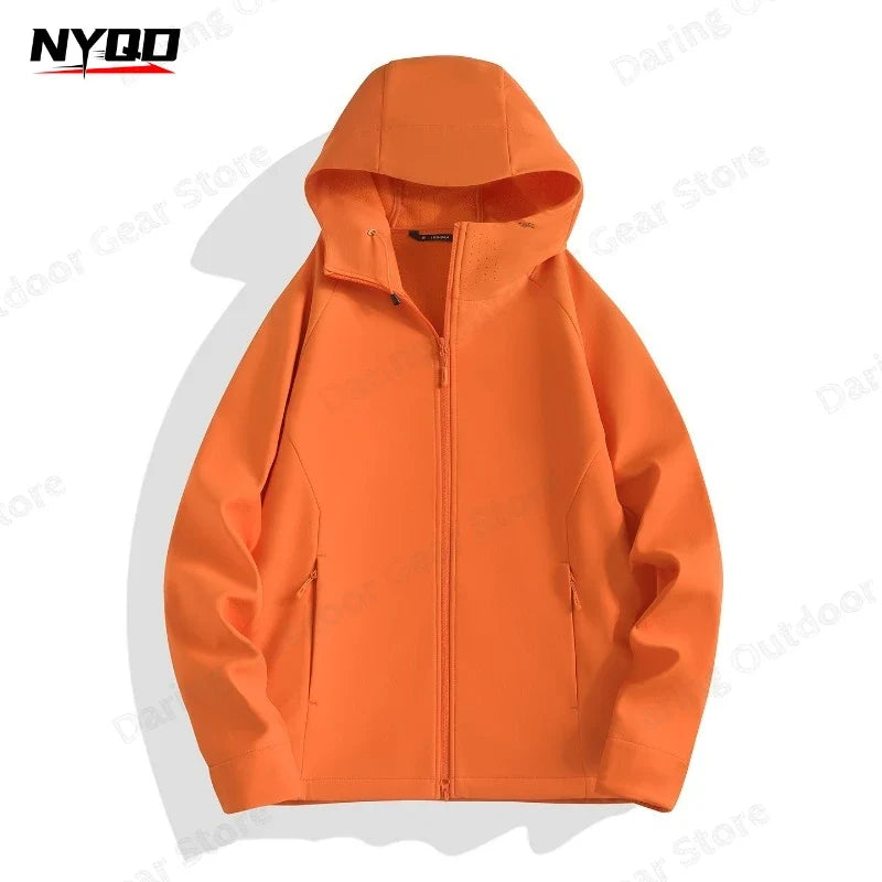 Unisex hooded jacket with zipper and side pockets