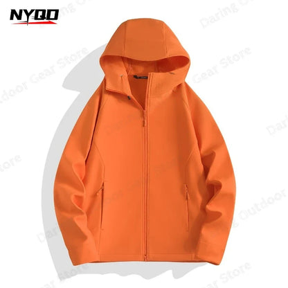 Unisex hooded jacket with zipper and side pockets