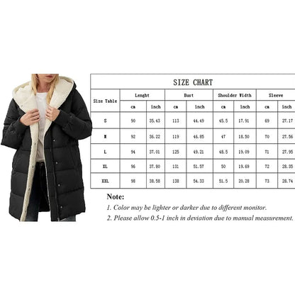 Damen Winter Steppmantel mit Kapuze & Teddyfutter Lang
