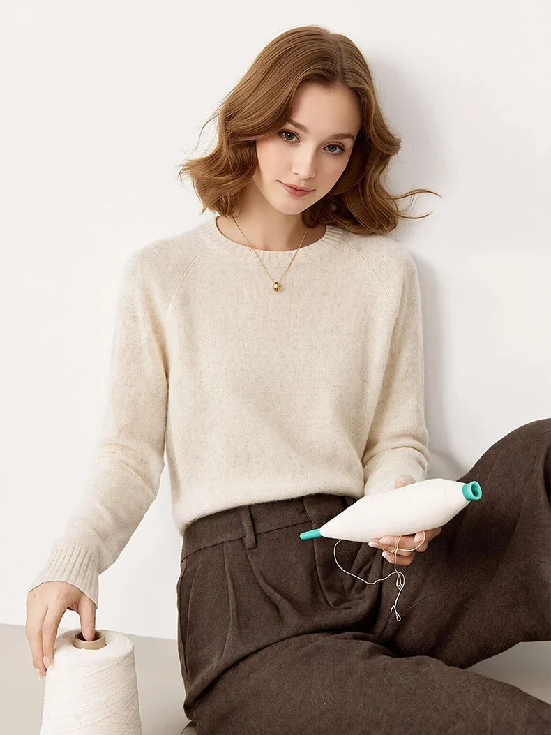 Women's Crew-Neck Sweater Long-Sleeve Basic Knit Sweater