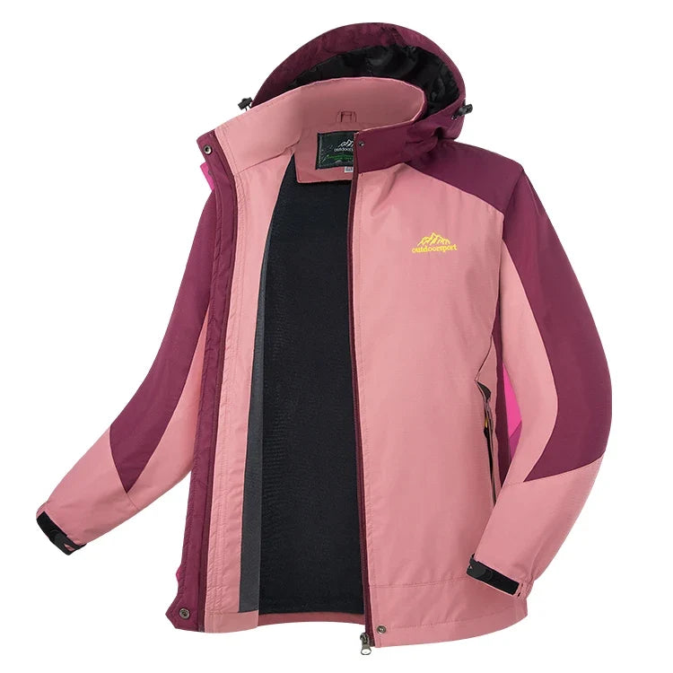 Outdoor Funktionsjacke für Damen Wasserdicht Winddicht Atmungsaktiv mit Kapuze