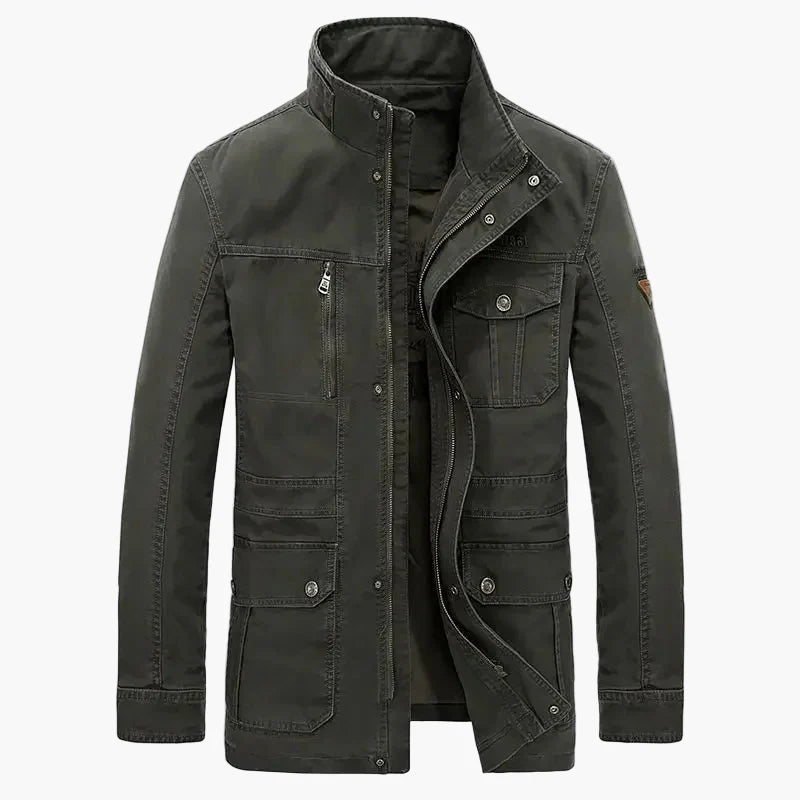 Men's casual jacket with stand-up collar and multiple pockets – casual, mid-length, ideal for everyday and outdoor use