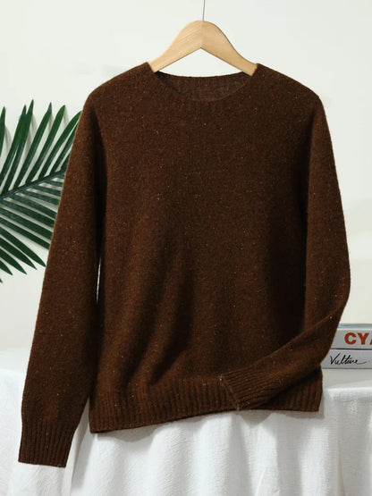 Unisex Langarm Pullover mit Rundhals und Sprenkelmuster