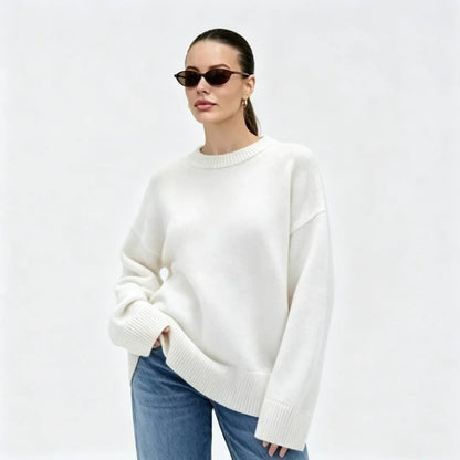 Women's Oversized Loose-Fit Crew-Neck Knit Sweater