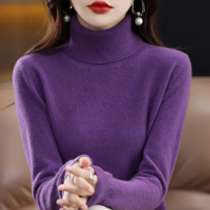 Women's turtleneck sweater made of soft material long sleeves in various colors