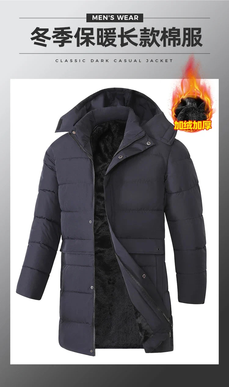 Herren Daunenparka mit Kapuze - Langer Wintermantel in verschiedenen Farben