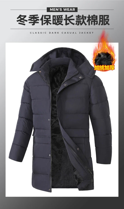 Herren Daunenparka mit Kapuze - Langer Wintermantel in verschiedenen Farben