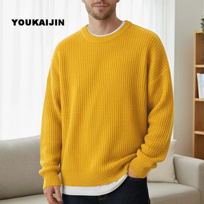 Men's chunky-knit sweater, crew neck, relaxed fit