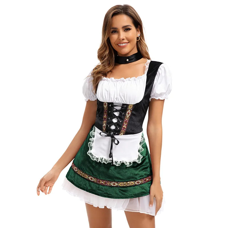 Damen Dirndl-Kostüm mit Schürze und Puffärmeln – Oktoberfest Verkleidung