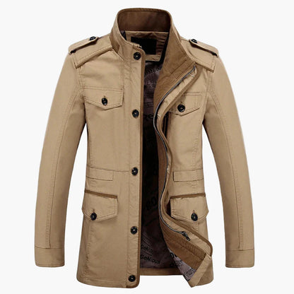 Men's Military Style Casual Jacket – Outdoor Transitional Jacket with Many Pockets