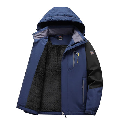 Herren Winter Outdoor Jacke mit Kapuze und Fleece Futter
