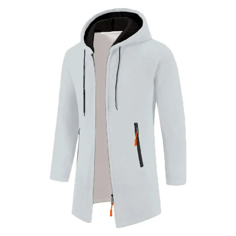 Herren Cardigan Strickjacke mit Kapuze und Reißverschlusstasche, Langarm