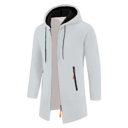 Herren Cardigan Strickjacke mit Kapuze und Reißverschlusstasche, Langarm