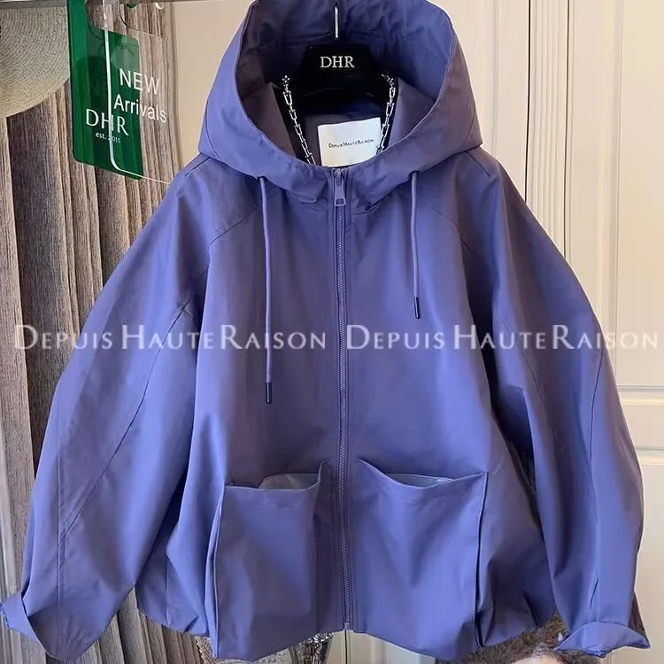 Damen Übergangsjacke mit Kapuze und Reißverschluss
