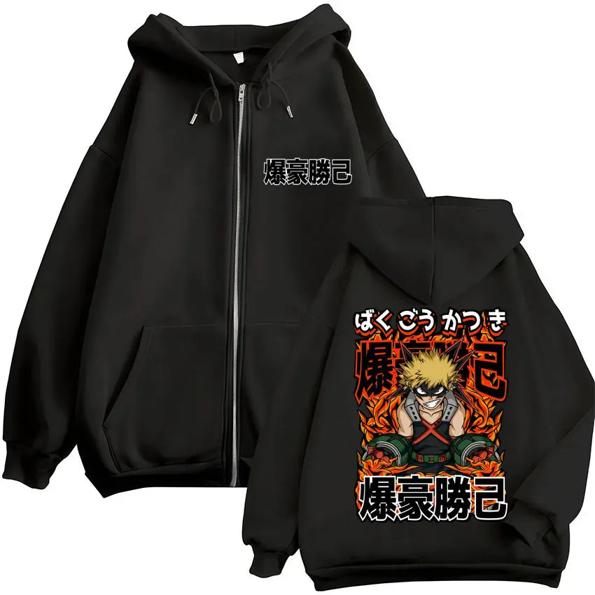 Unisex Kapuzenpullover mit Reißverschluss und Motivdruck