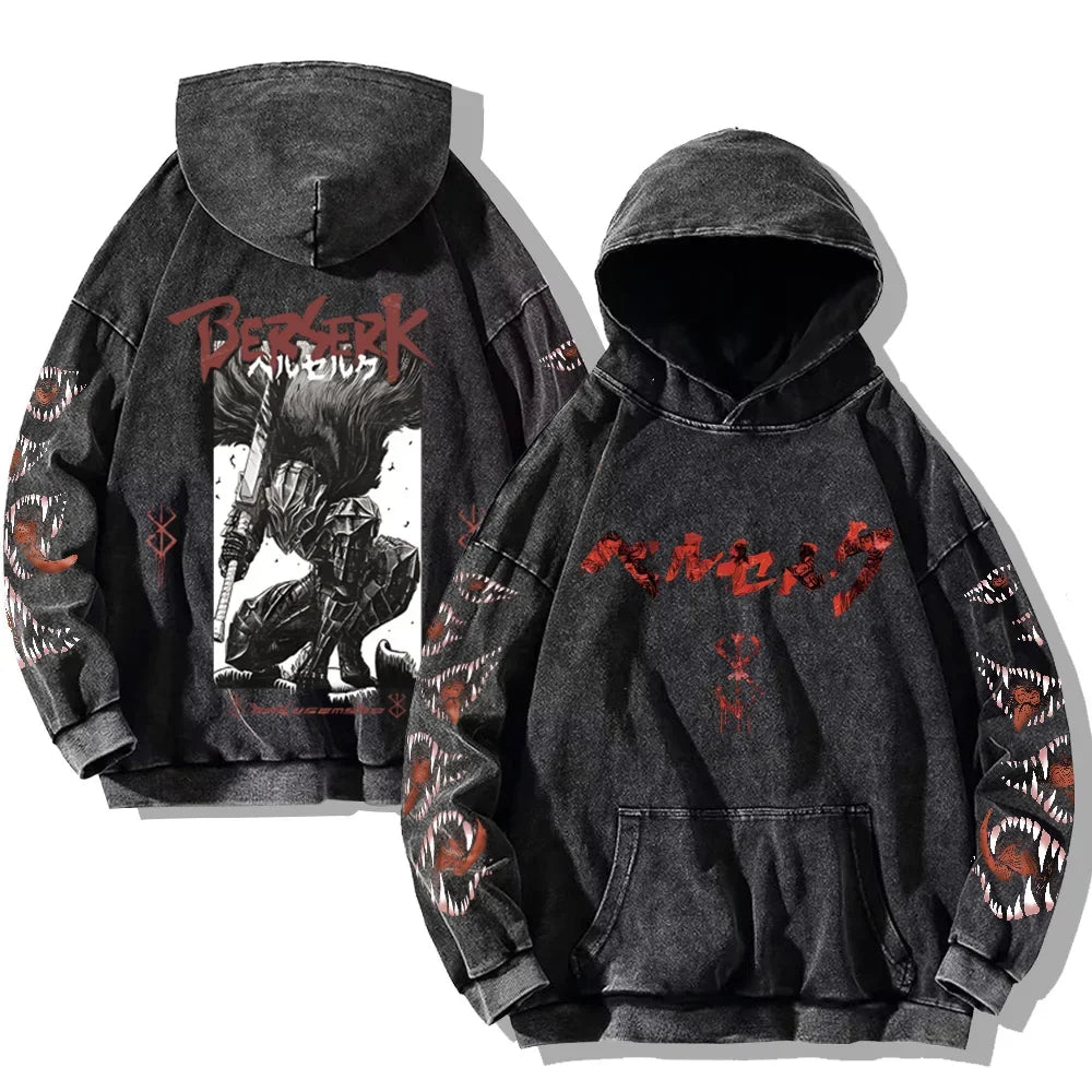 Oversized washed unisex hoodie with graphic print