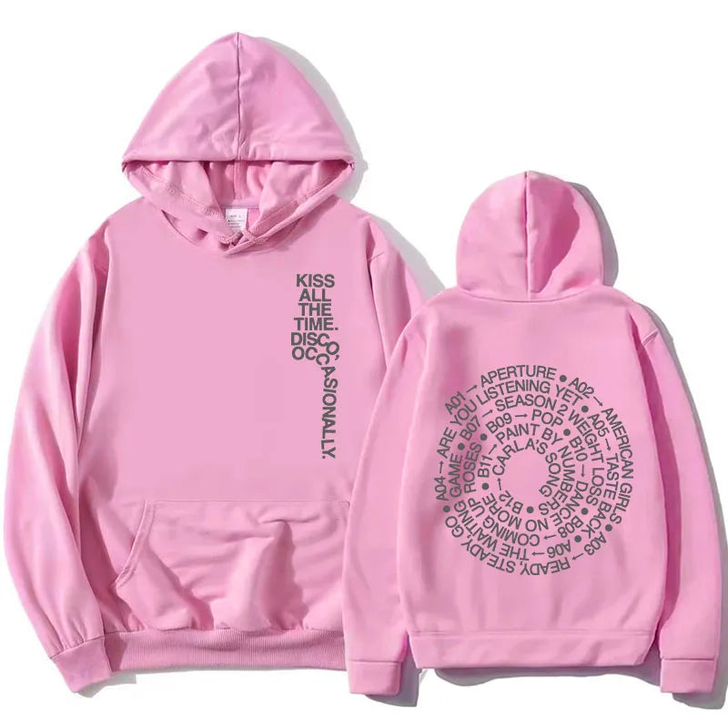Unisex hoodie with hood, kangaroo pocket, and lettering
