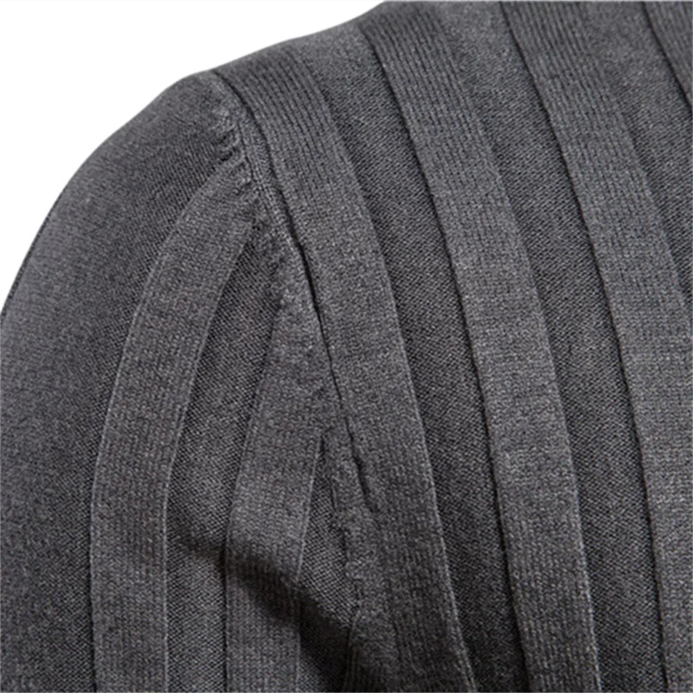 Men's rib-knit turtleneck sweater, long sleeve