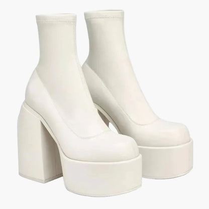Women's Platform Block Heel Ankle Boots Fashionable High Heel Shoes for Party and Everyday Use