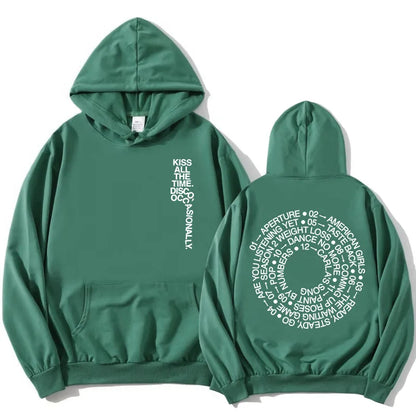 Unisex hoodie with hood, kangaroo pocket, and lettering