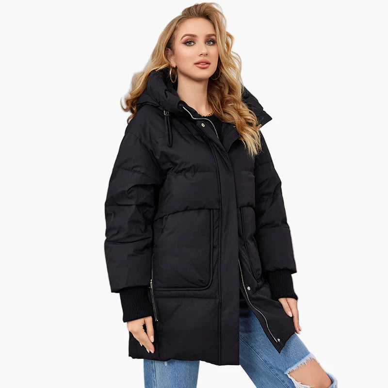 Damen Winter Steppjacke mit Kapuze – Lässige warme Outdoorjacke für Alltag und Freizeit