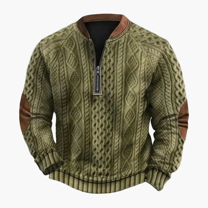 Men's sweatshirt with half zipper and diamond pattern – Casual outdoor & sports pullover for autumn and winter
