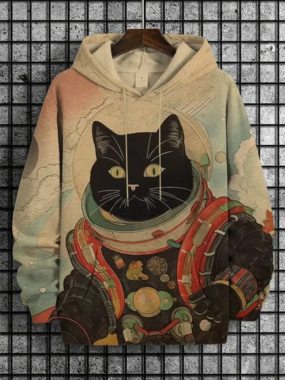 Hoodie with cat print and kangaroo pocket – Various designs