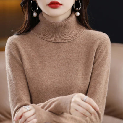Women's turtleneck sweater made of soft material long sleeves in various colors