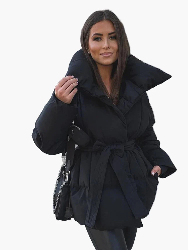 Damen Winter Steppjacke mit Gürtel – Modische, warme Jacke für Alltag & City