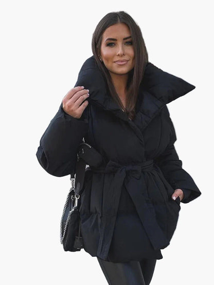 Damen Winter Steppjacke mit Gürtel – Modische, warme Jacke für Alltag & City