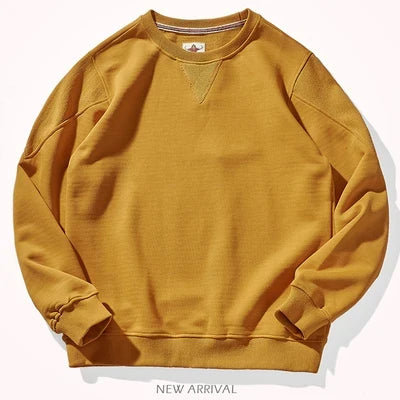 Unisex Long-Sleeve Crew-Neck Sweatshirt Cotton-Look Casual Sweater