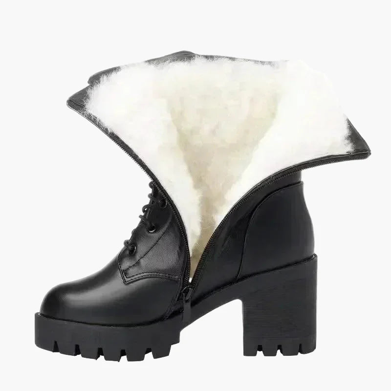Women's winter ankle boots with heels and laces – Warm lined fashion boots