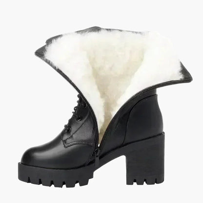 Women's winter ankle boots with heels and laces – Warm lined fashion boots