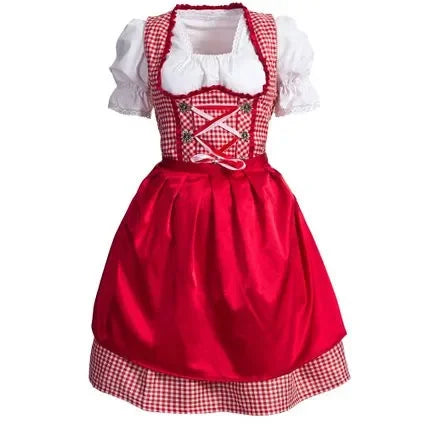 Dirndl Kleid rot-weiß kariert mit Schürze und Bluse