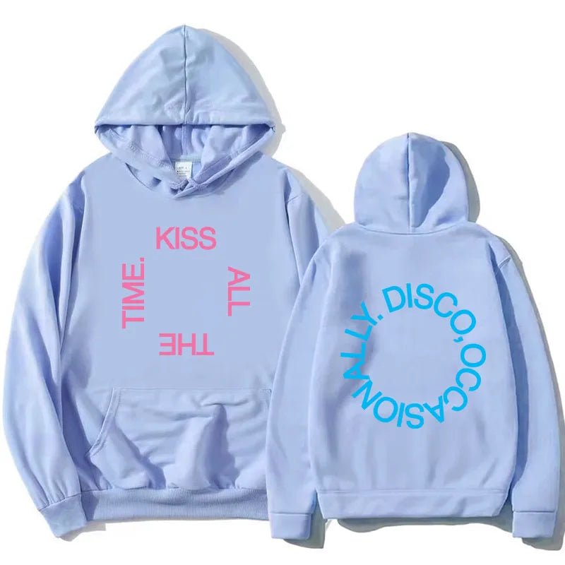 Unisex hoodie with hood, kangaroo pocket, and lettering