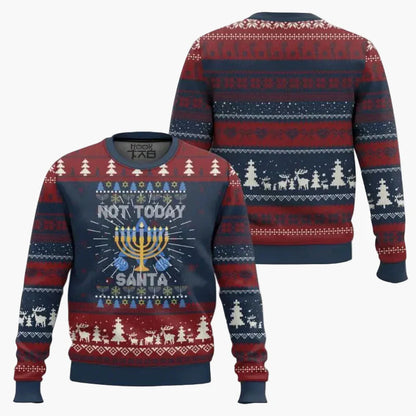Men's Christmas-Hanukkah Sweater Funny "Not Today Santa" Sweatshirt – Perfect for Holidays & Ugly Sweater Parties