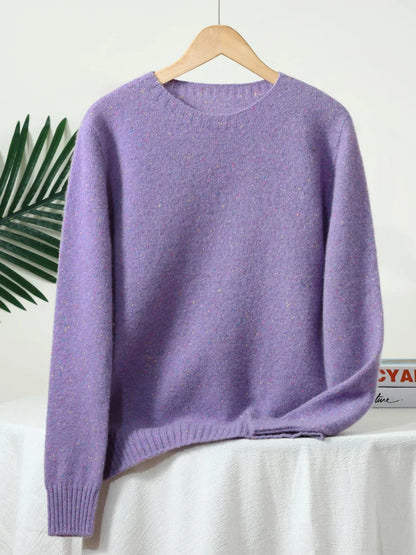 Unisex Langarm Pullover mit Rundhals und Sprenkelmuster