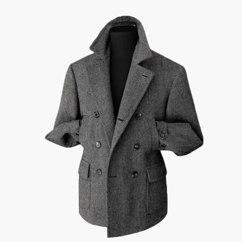 Men's Double-Breasted Vintage Business Blazer – Classic Houndstooth Look for Office & Festive Occasions