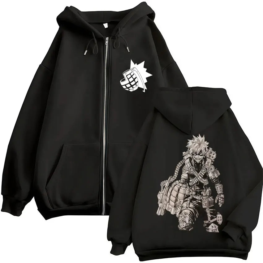 Unisex Kapuzenpullover mit Reißverschluss und Motivdruck