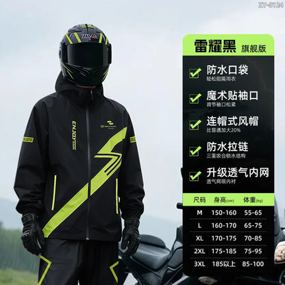 Regenanzug Herren Wasserdicht Neon Grün Schwarz Motorrad Regenbekleidung Set