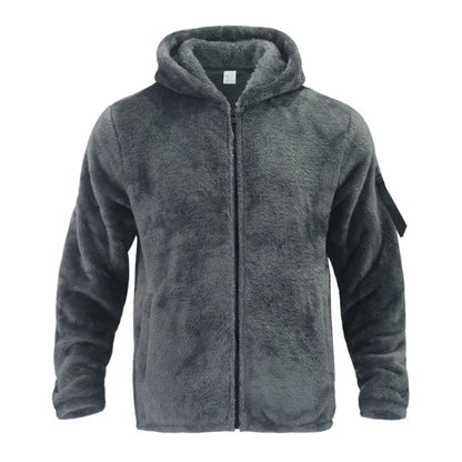 Teddyfleece Kapuzenjacke mit Reißverschluss und Ärmeltasche für Herren