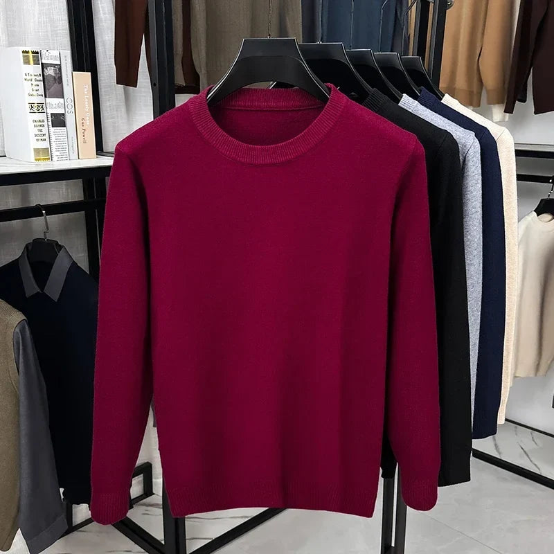Unisex crew-neck long-sleeve basic knit pullover