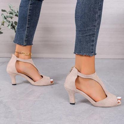 Women's high-heeled sandal with T-strap for elegant occasions and celebrations