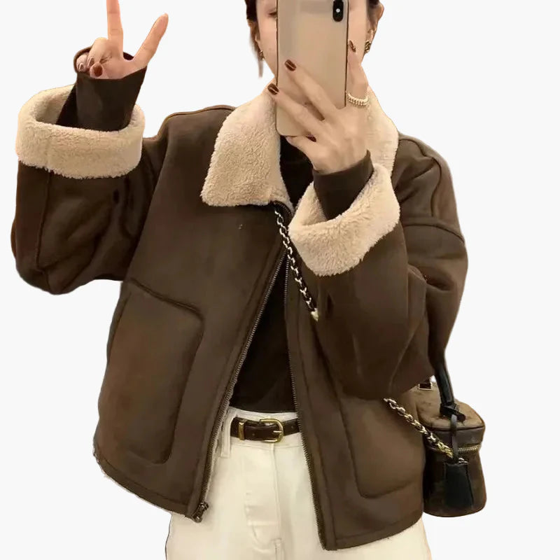 Women's Casual Autumn Winter Short Jacket with Turn-down Collar – Urban Street Style for Everyday and Leisure