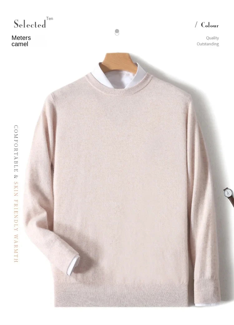 Men's Crew-Neck Sweater, Long-Sleeve, Made of Soft Material