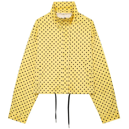 Kurze Damen Tupfen Jacke mit Stehkragen