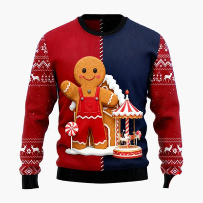 Men's Ugly Christmas Sweater – Christmas Pullover with Gingerbread Motif
