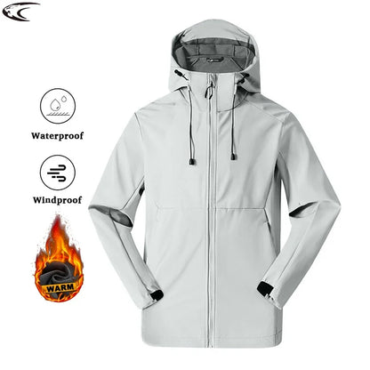 Unisex outdoor jacket with hood and zipper – water-repellent, windproof, warm