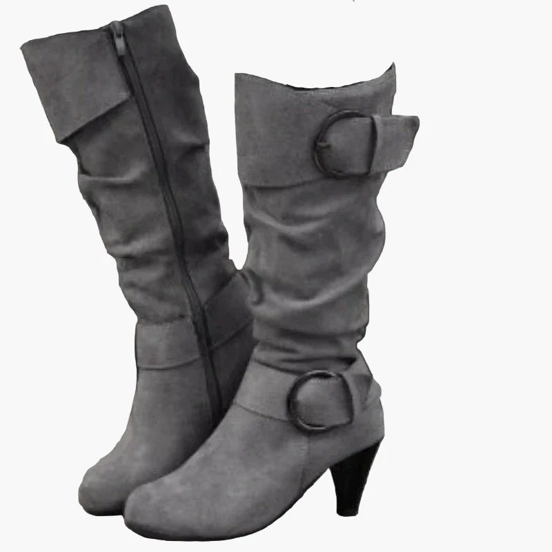 Women's ankle boots with heel and buckle – fashionable autumn-winter boots for everyday and going out